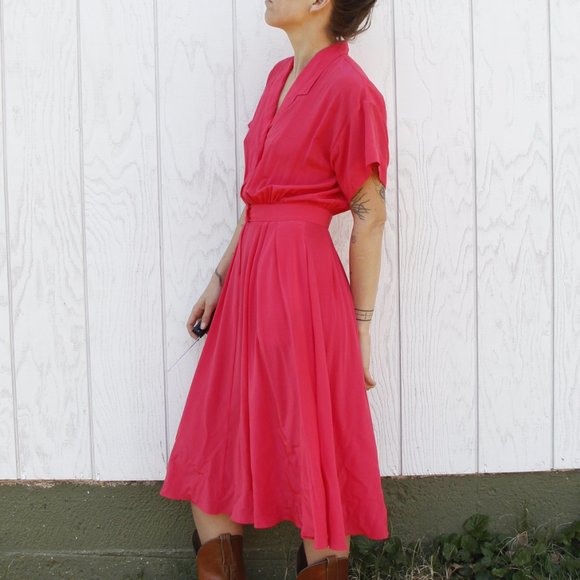 Vintage Raspberry Pink Silk Dress - Picture 11 of 15